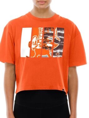 Cleveland Browns NFL Team Apparel Crop Top Short Sleeve Orange Blocking Size 2X